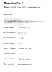 High-brightness colored light measuring pen 24-250V