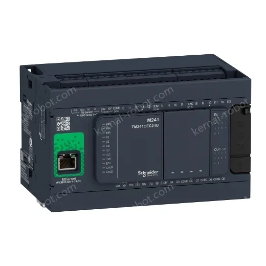 TM241CE24R logic controller, Modicon M241, 24 IO, relay, Ethernet